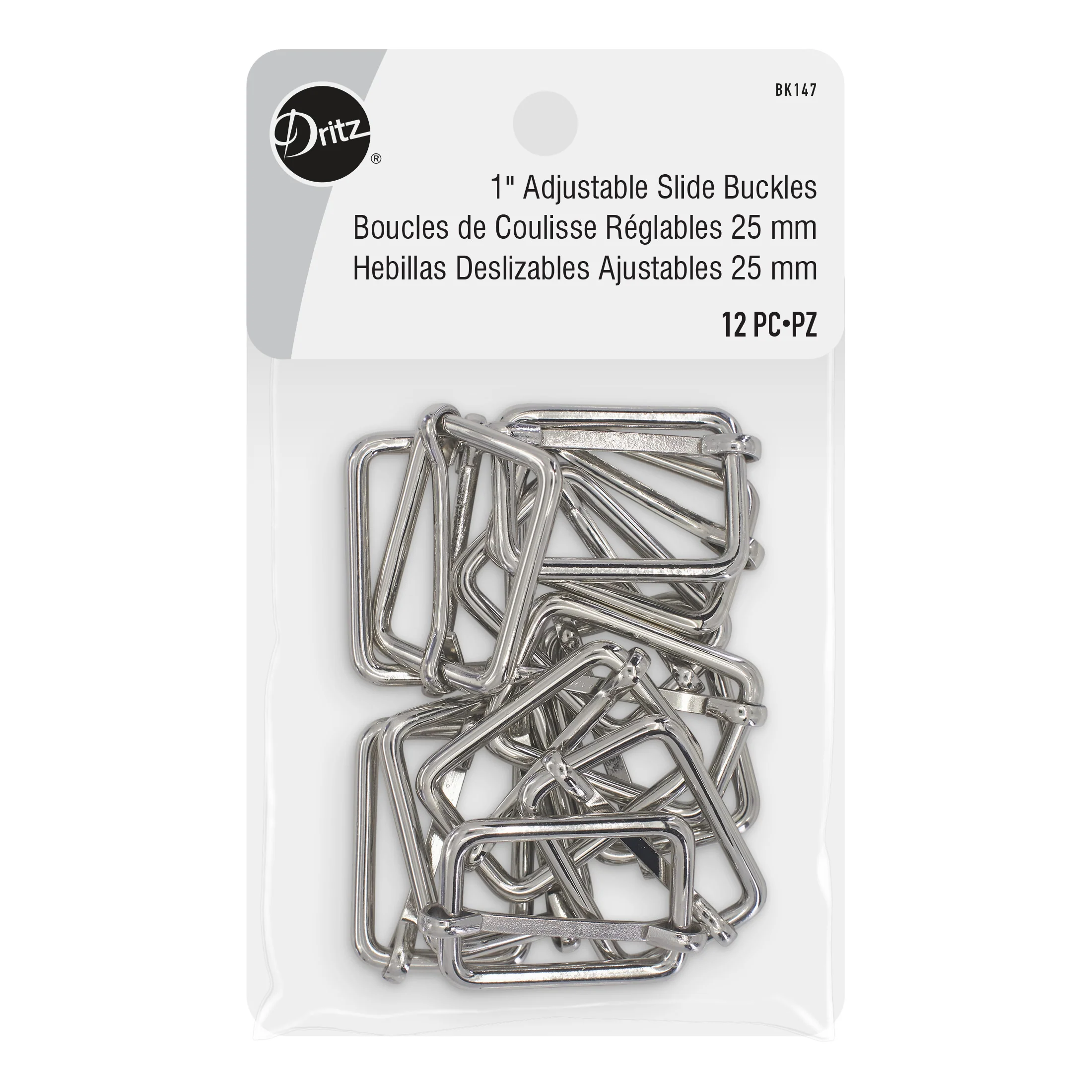 1" Adjustable Slide Buckles, 12 pc