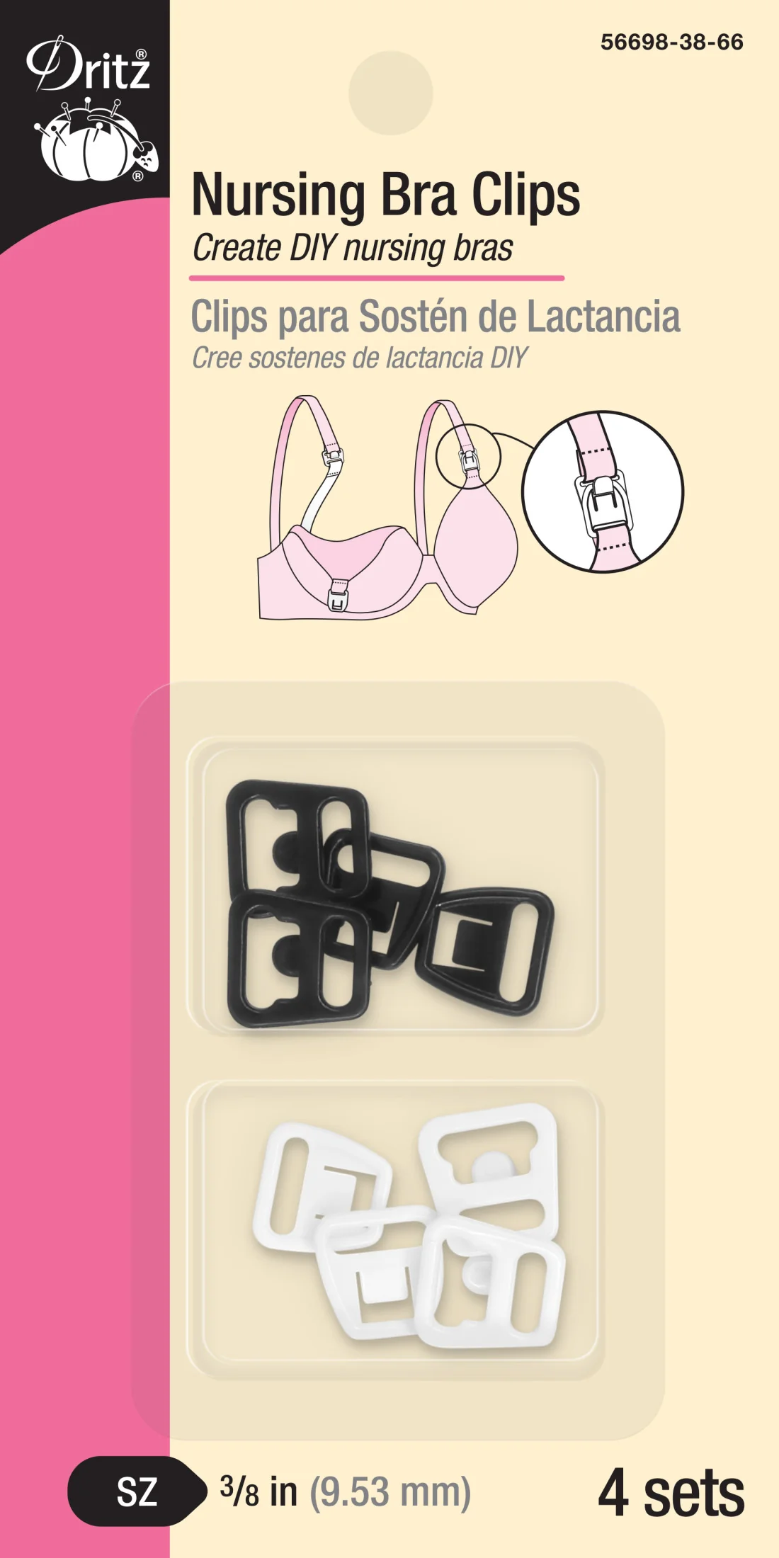 Nursing Bra Clips, Black & White, 4 Sets - Image 6