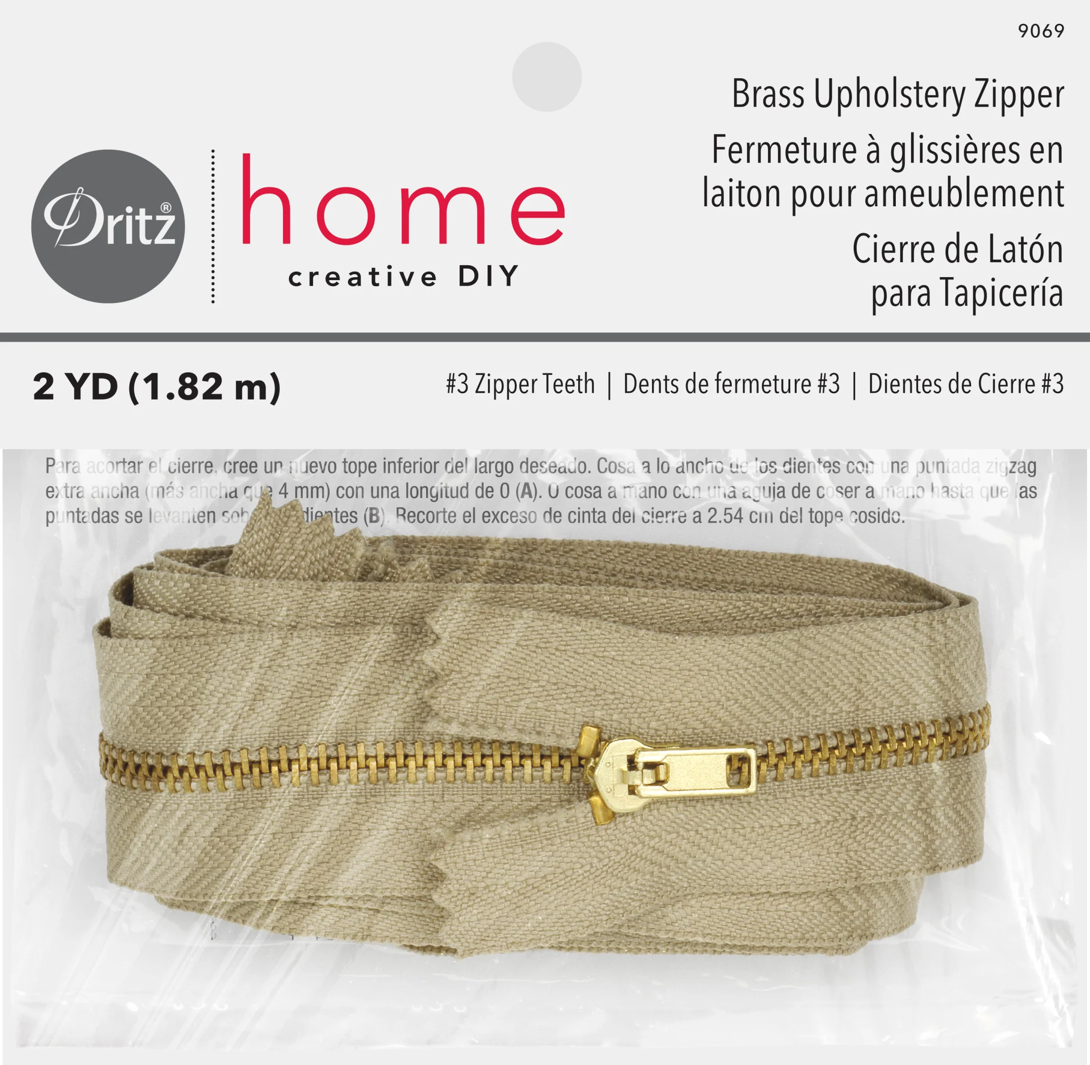 Brass Upholstery Zipper, Beige - Image 11