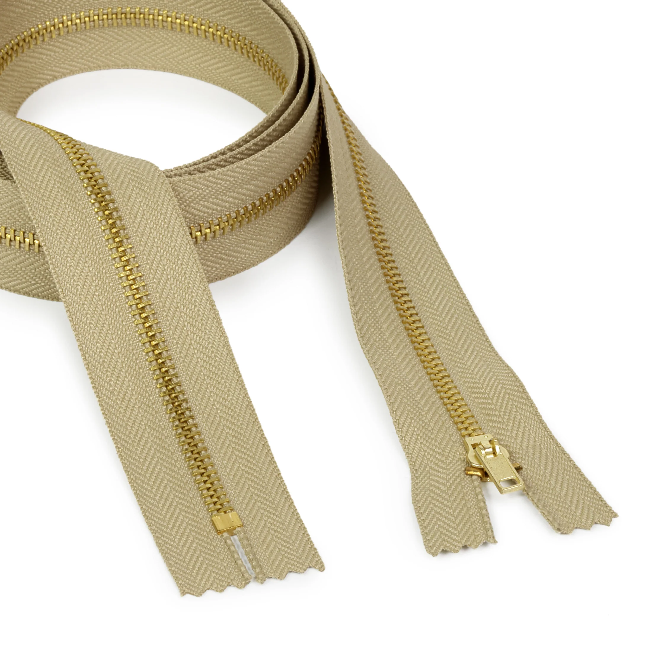 Brass Upholstery Zipper, Beige - Image 9