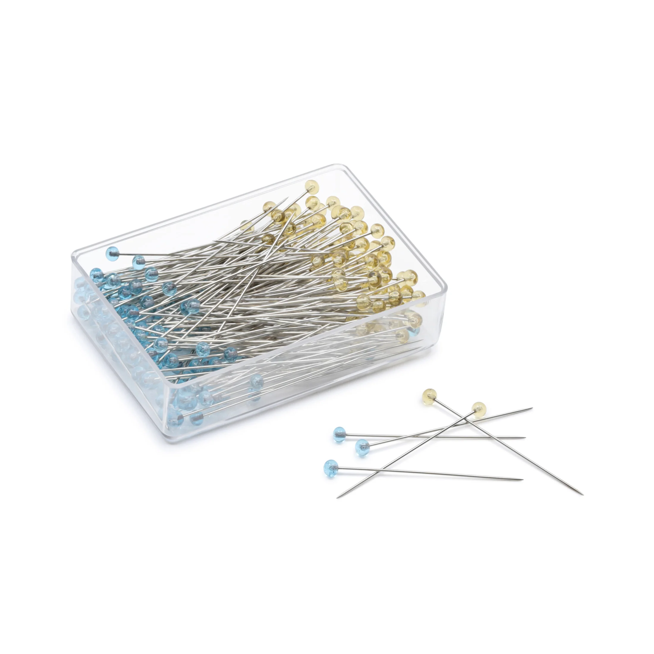 Crystal Glass Head Pins, Blue & Yellow, 100 pc - Image 3