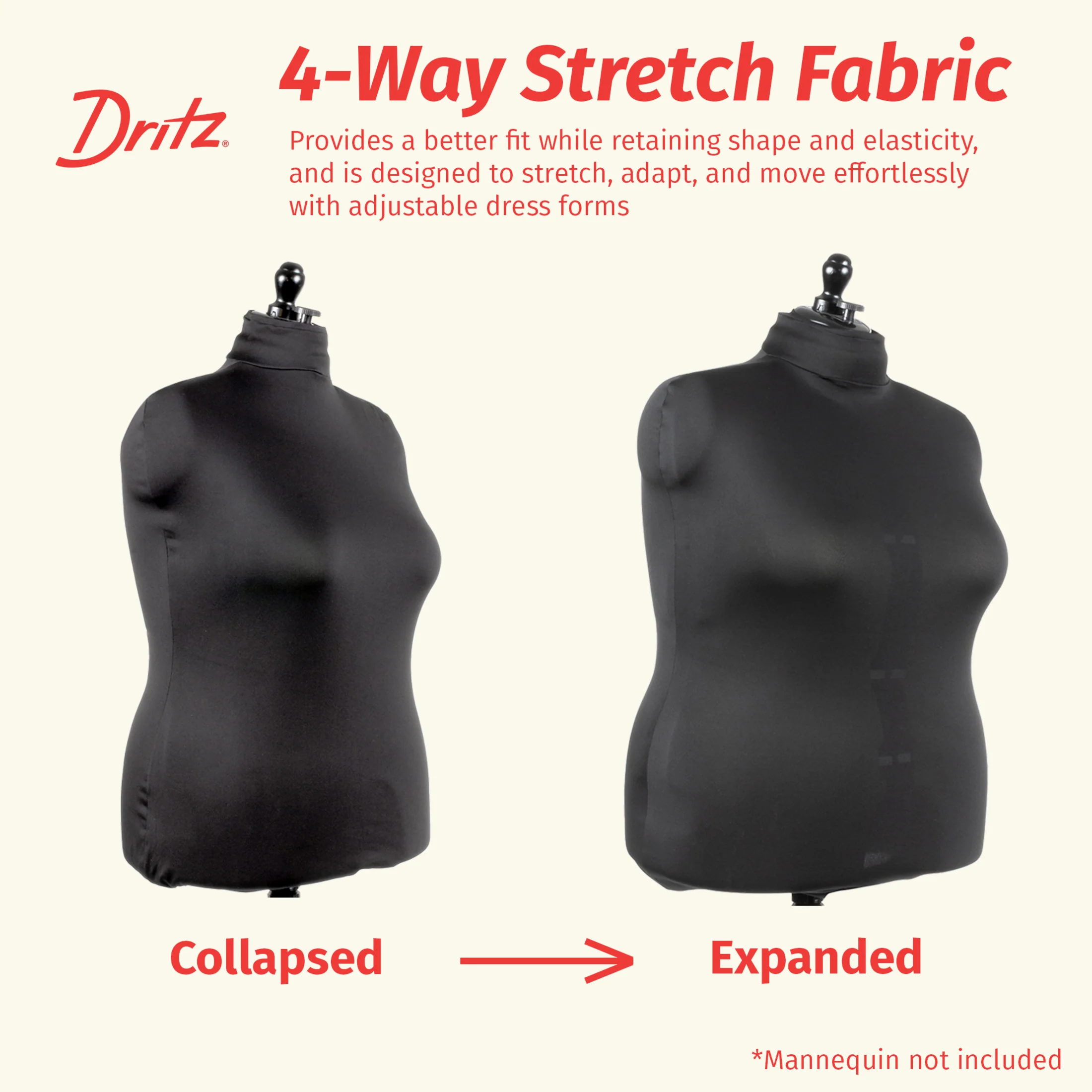 Dress Form Fabric Cover, 100% Polyester 4-Way Stretch - Image 10