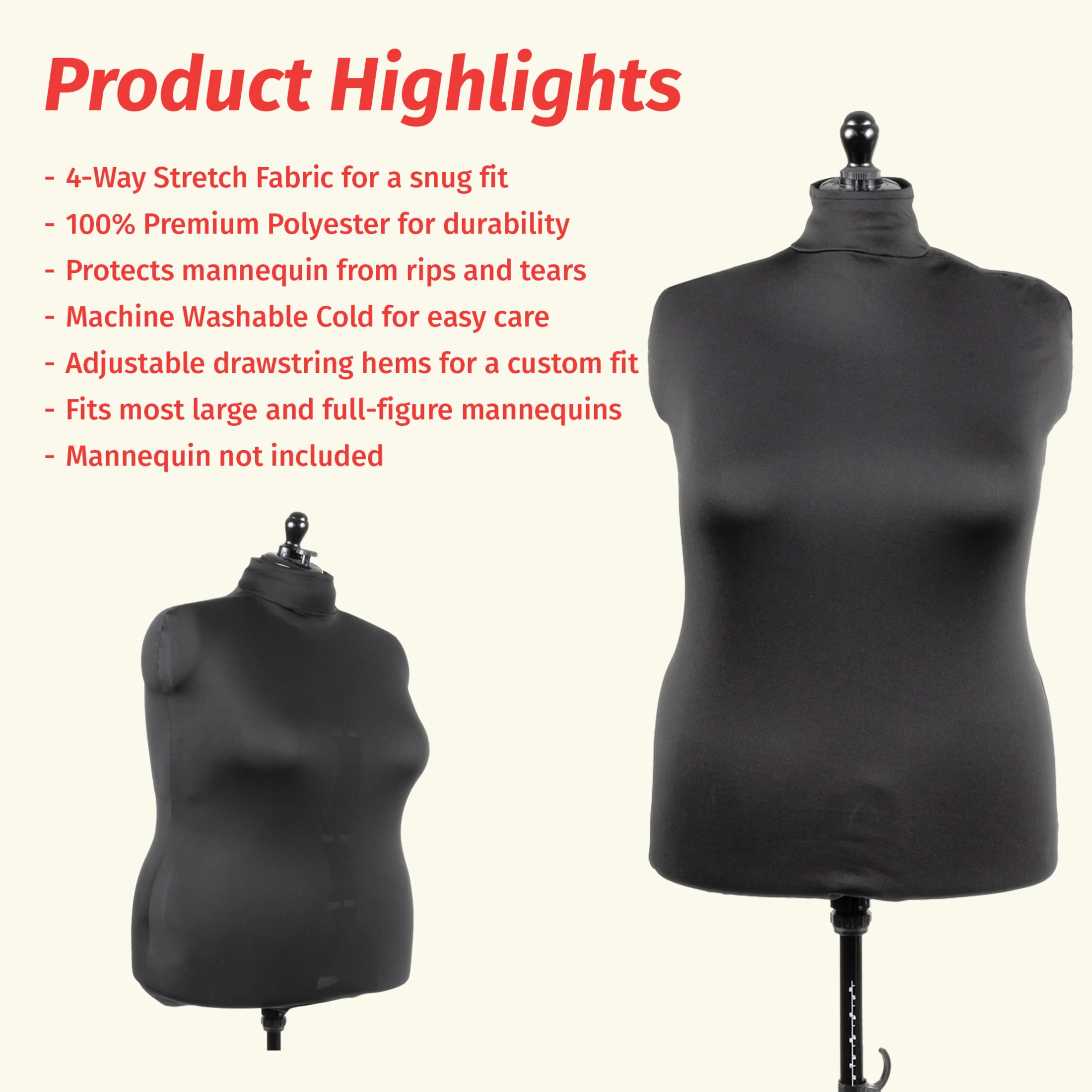 Dress Form Fabric Cover, 100% Polyester 4-Way Stretch - Image 12