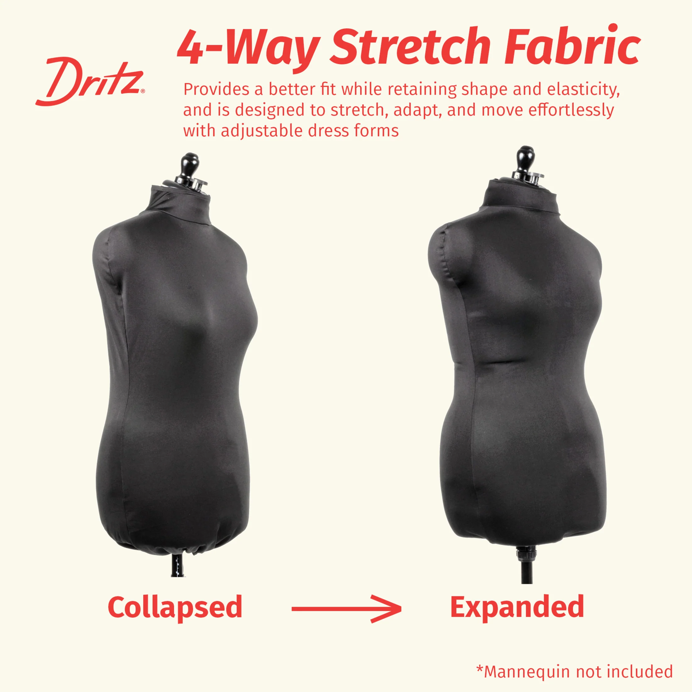 Dress Form Fabric Cover, 100% Polyester 4-Way Stretch - Image 6