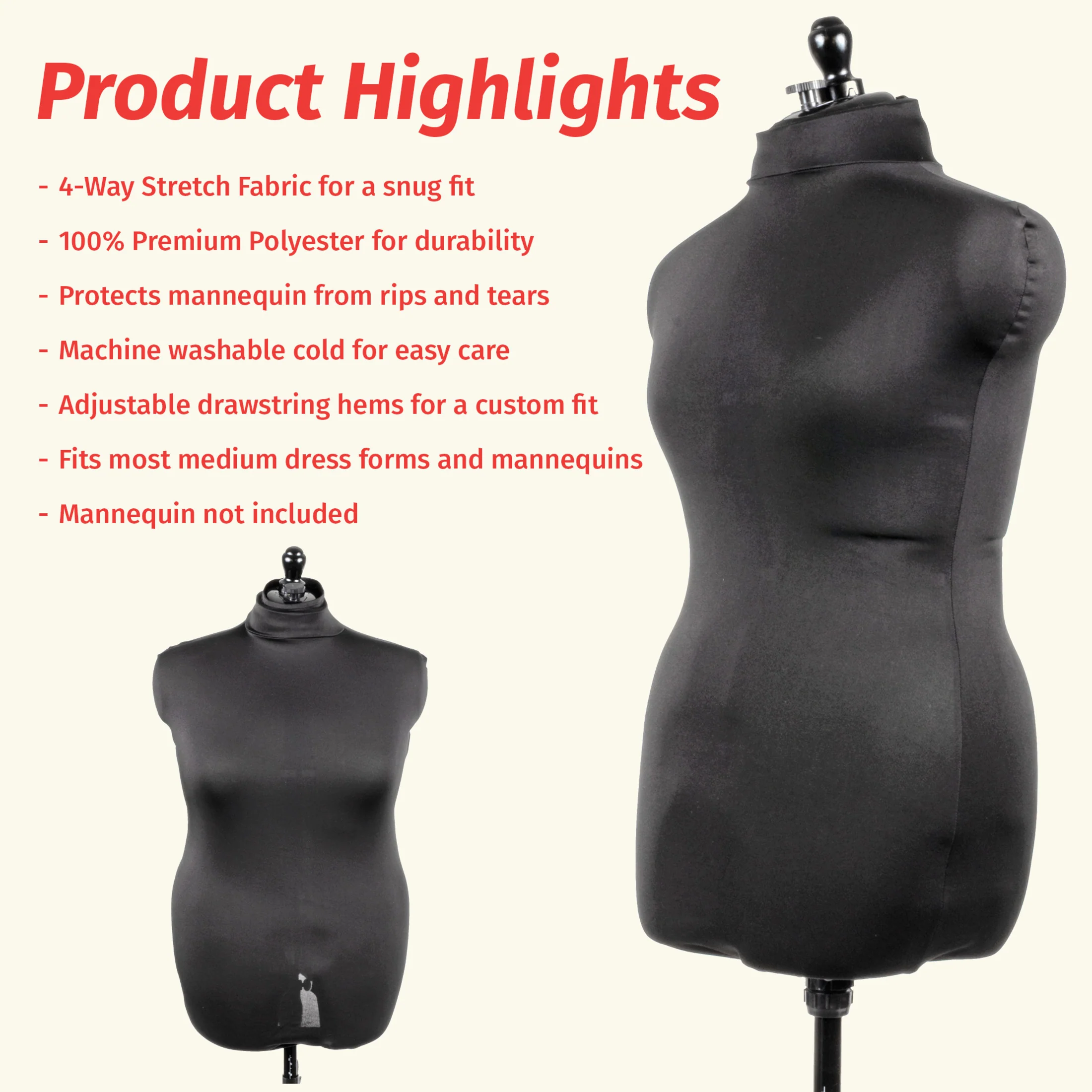 Dress Form Fabric Cover, 100% Polyester 4-Way Stretch - Image 8