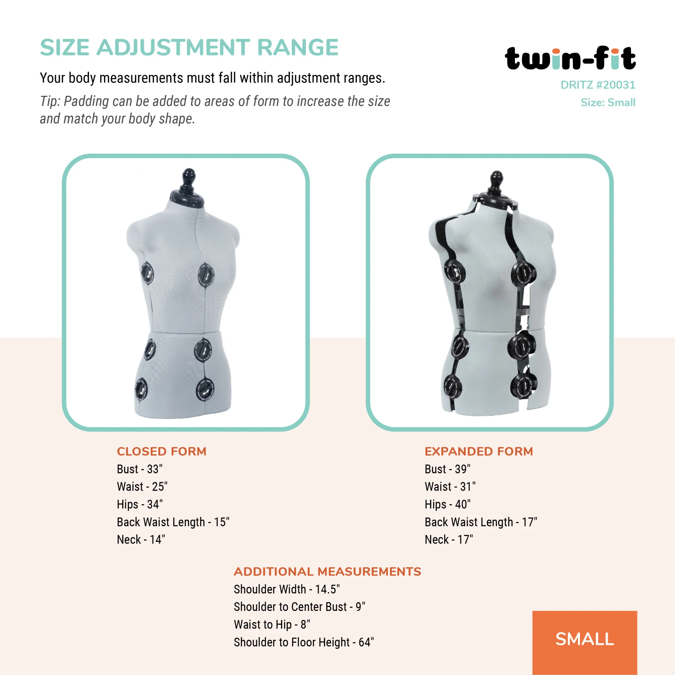 Twin-Fit Adjustable Dress Form - Image 12