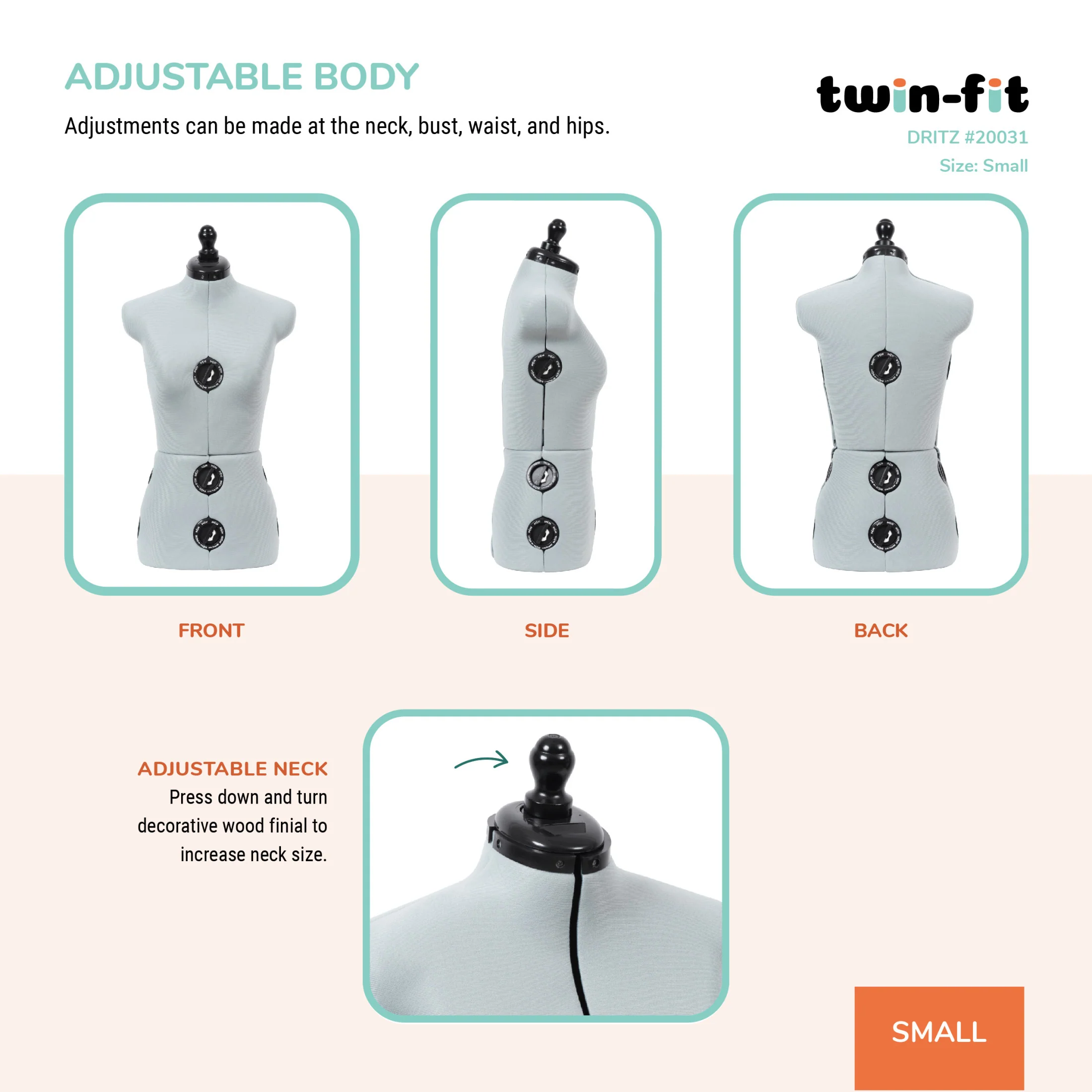 Twin-Fit Adjustable Dress Form - Image 14