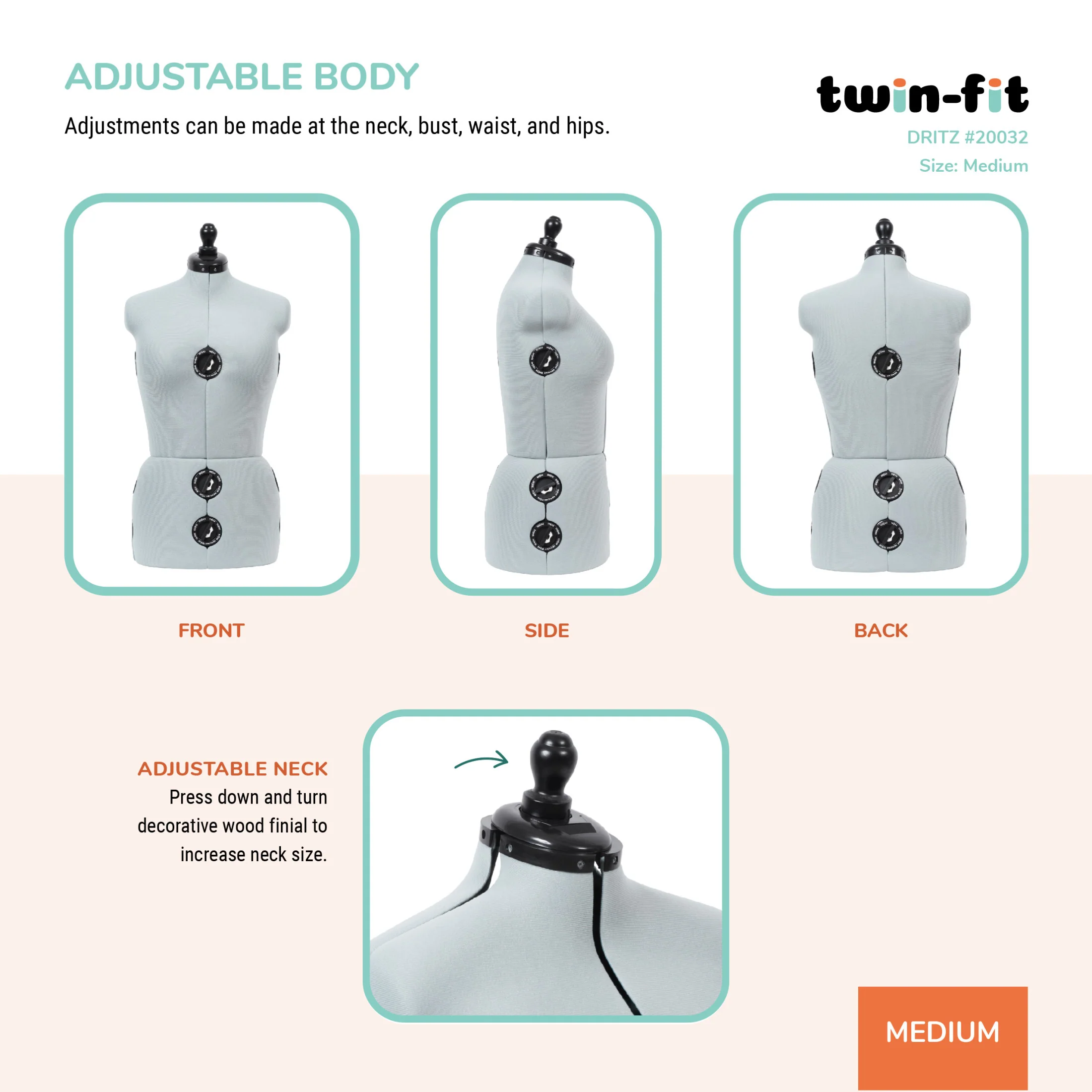 Twin-Fit Adjustable Dress Form - Image 23