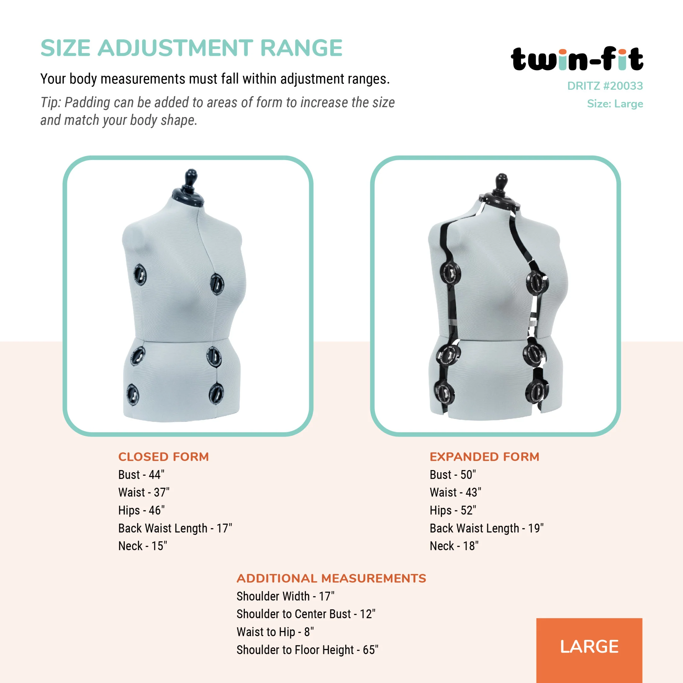 Twin-Fit Adjustable Dress Form - Image 30