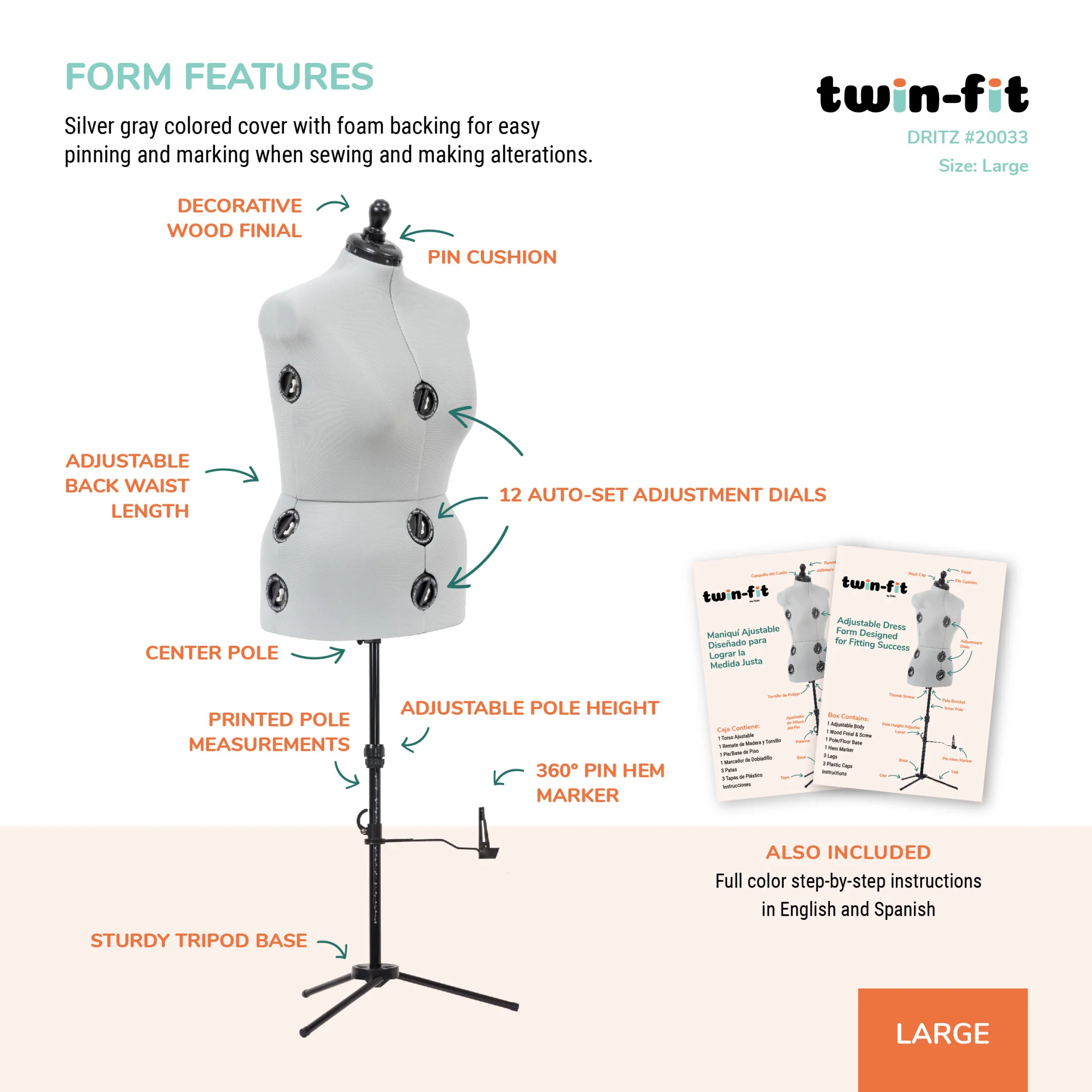 Twin-Fit Adjustable Dress Form - Image 31