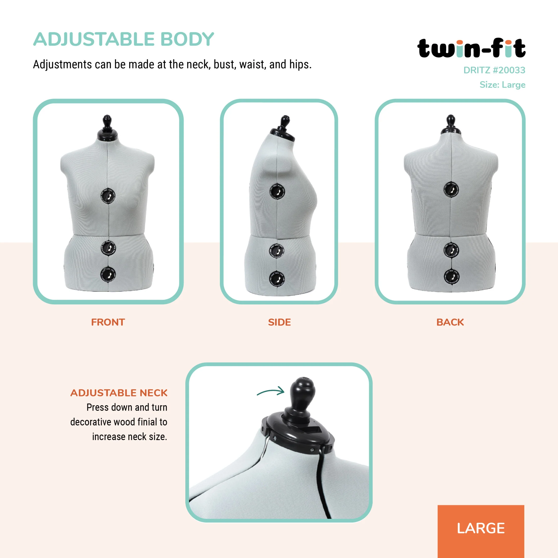 Twin-Fit Adjustable Dress Form - Image 32