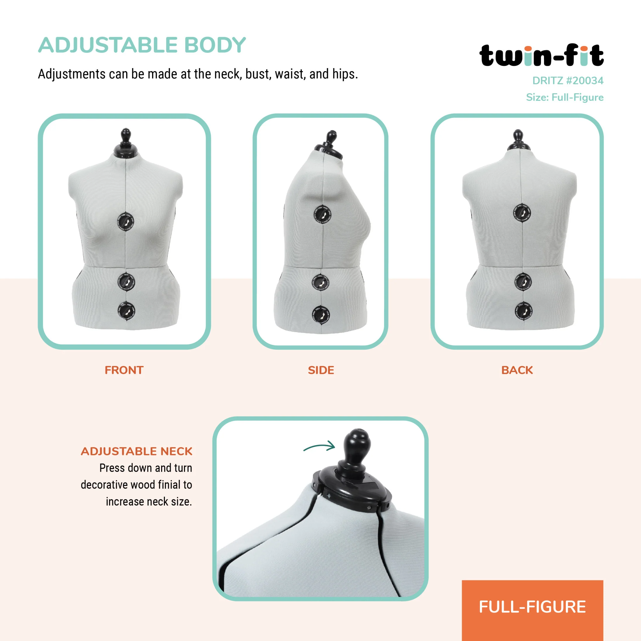Twin-Fit Adjustable Dress Form - Image 41