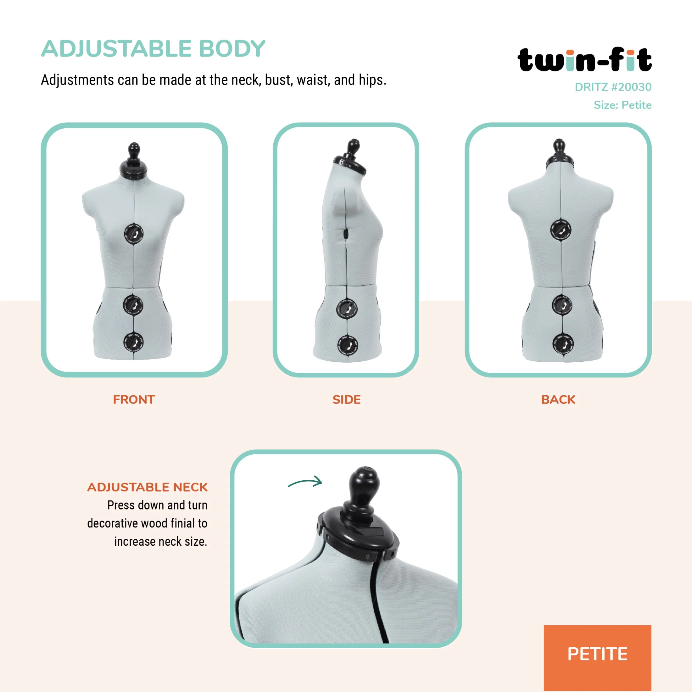 Twin-Fit Adjustable Dress Form - Image 5