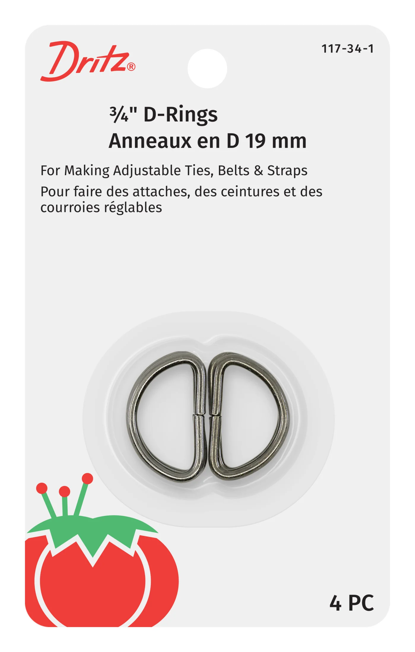 3/4" D-Rings, 4 pc