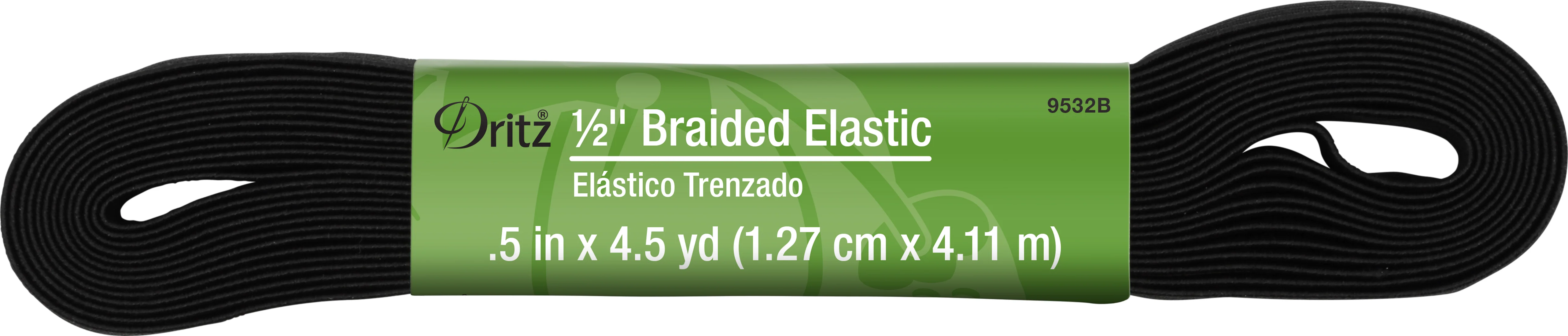 1/2" Braided Elastic, Black - Image 4