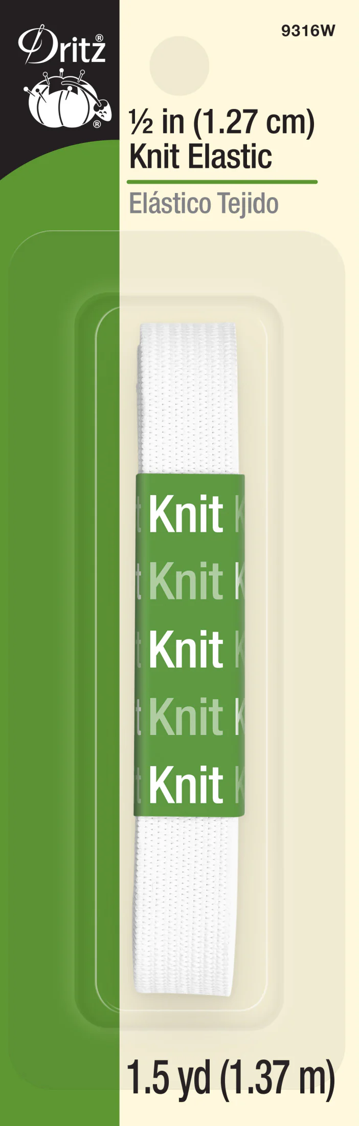 1/2" Knit Elastic, White