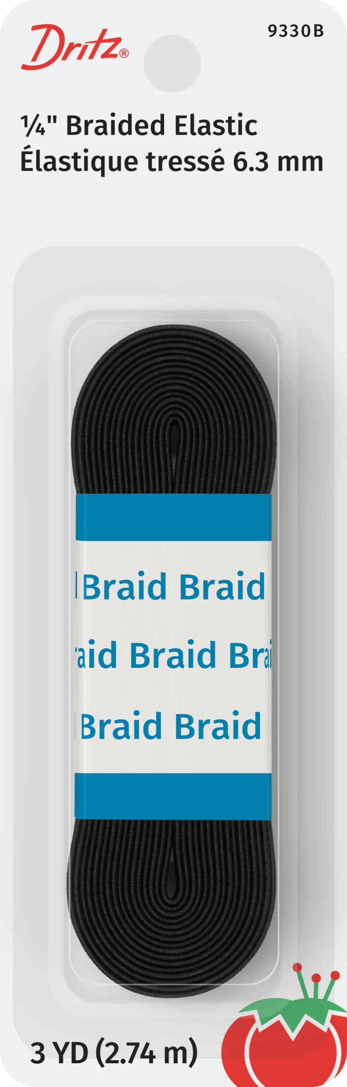 1/4" Braided Elastic, Black
