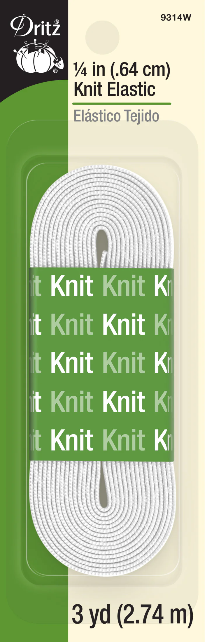 1/4" Knit Elastic, White