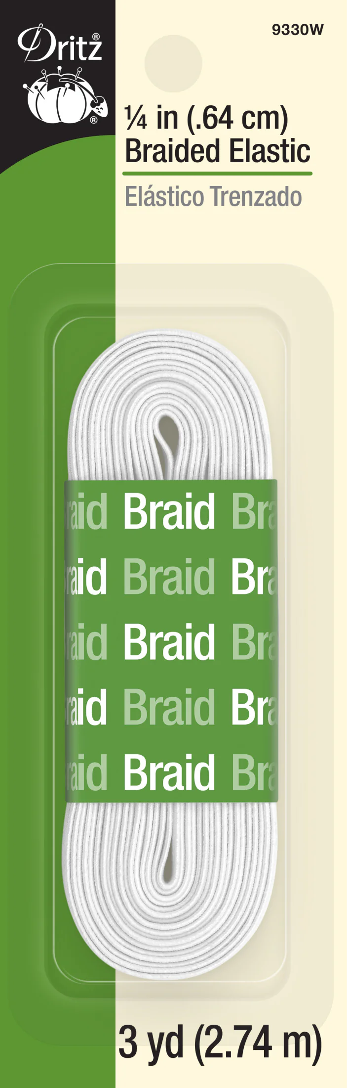 1/4" Braided Elastic, White