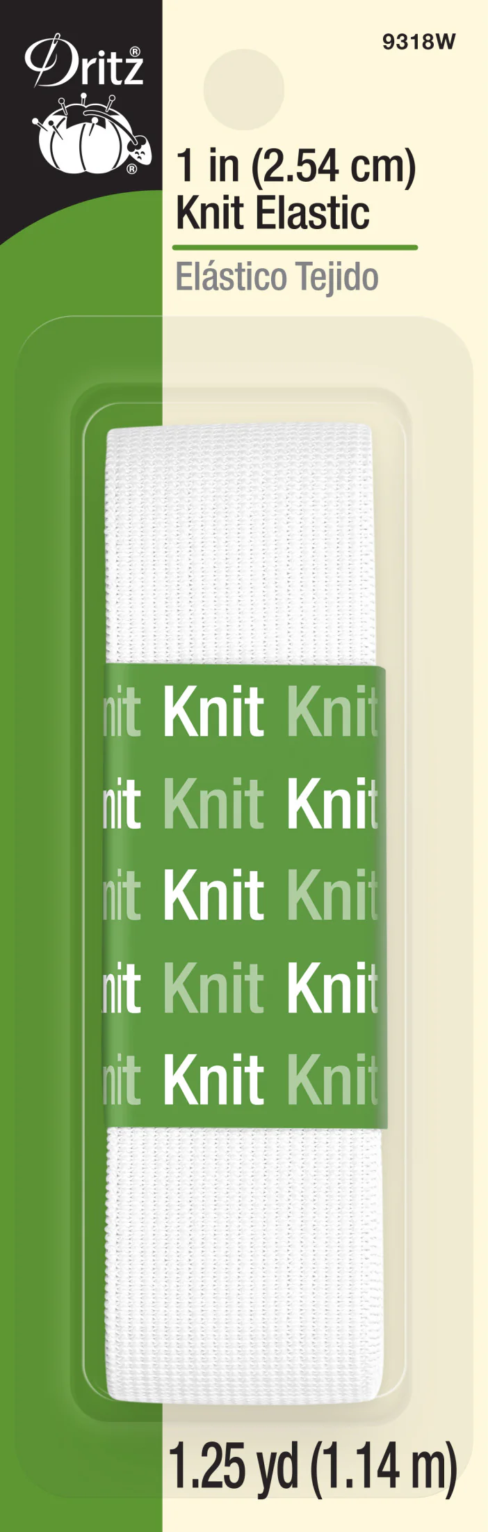 1" Knit Elastic, White