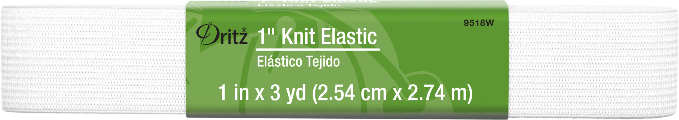 1" Knit Elastic, White - Image 5