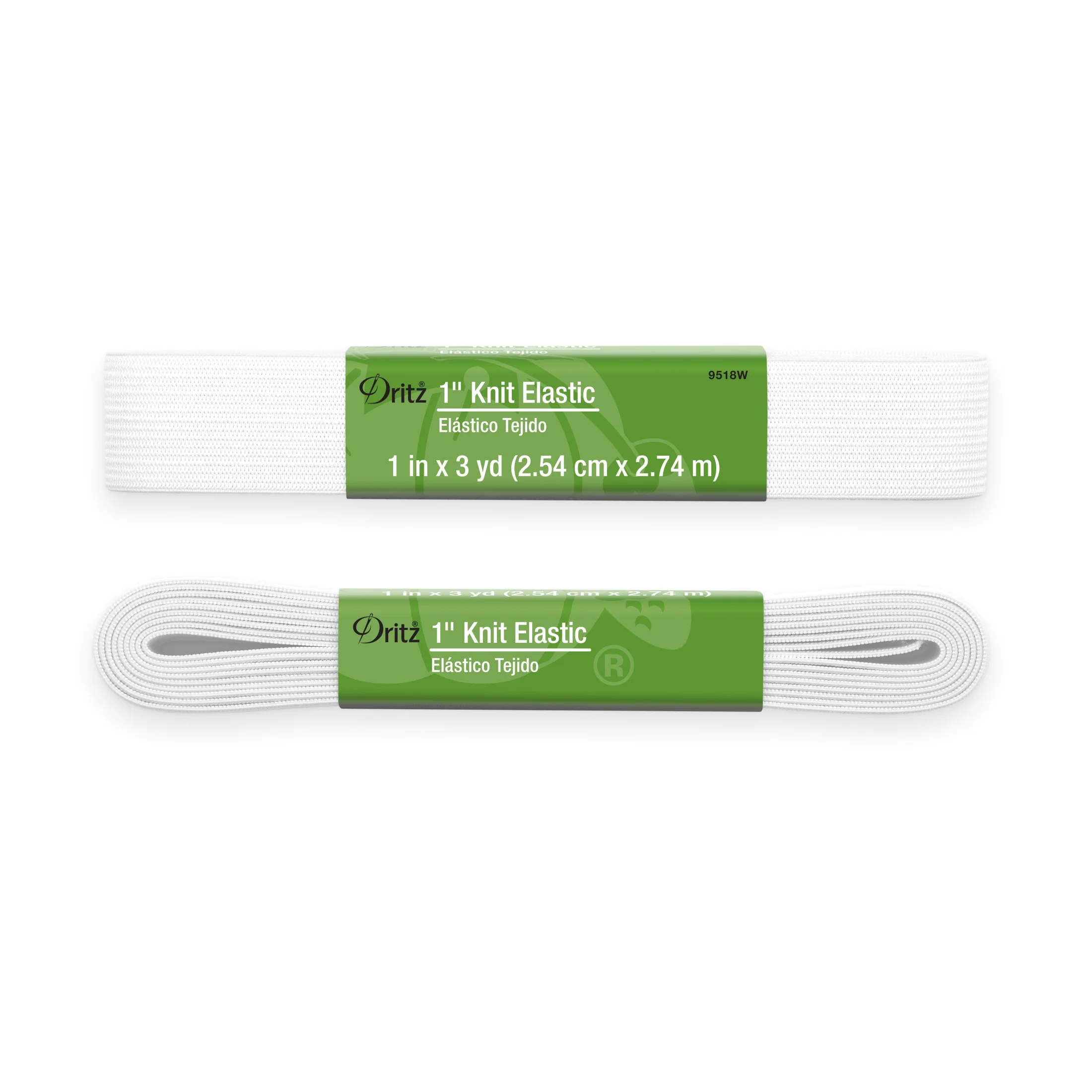 1" Knit Elastic, White - Image 6