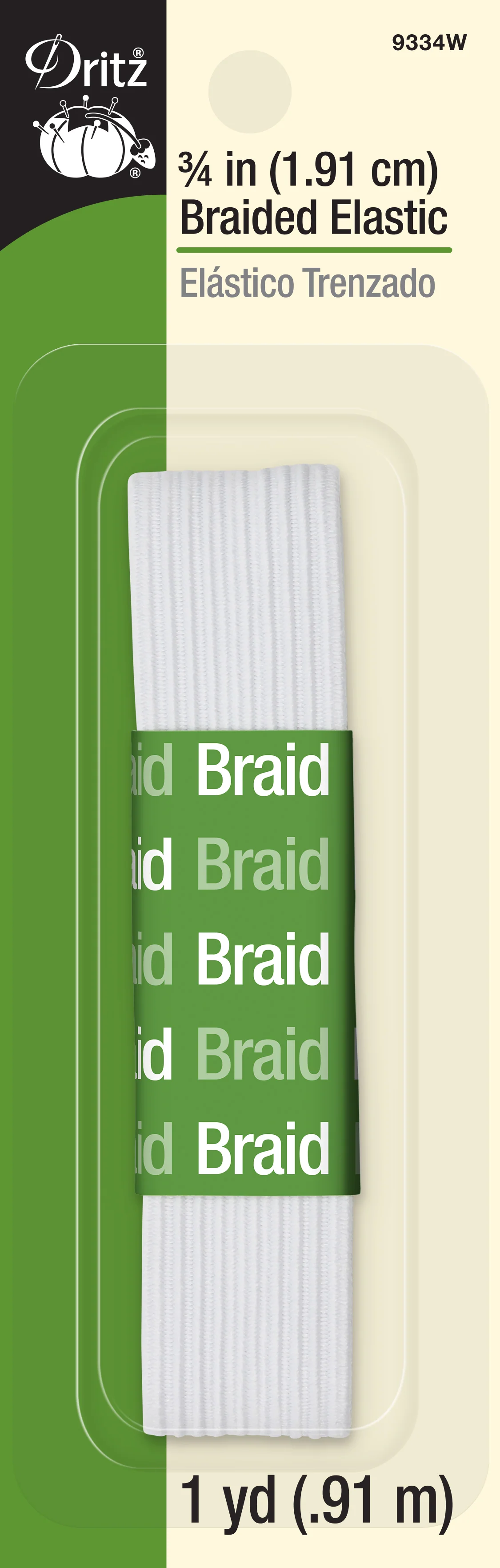 3/4" Braided Elastic, White