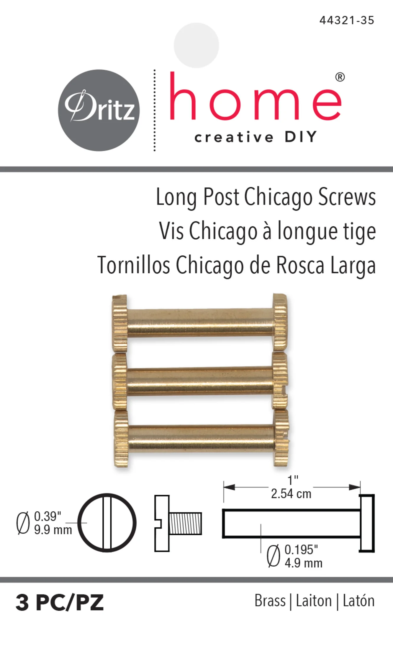 Long Post Chicago Screws, 3 pc