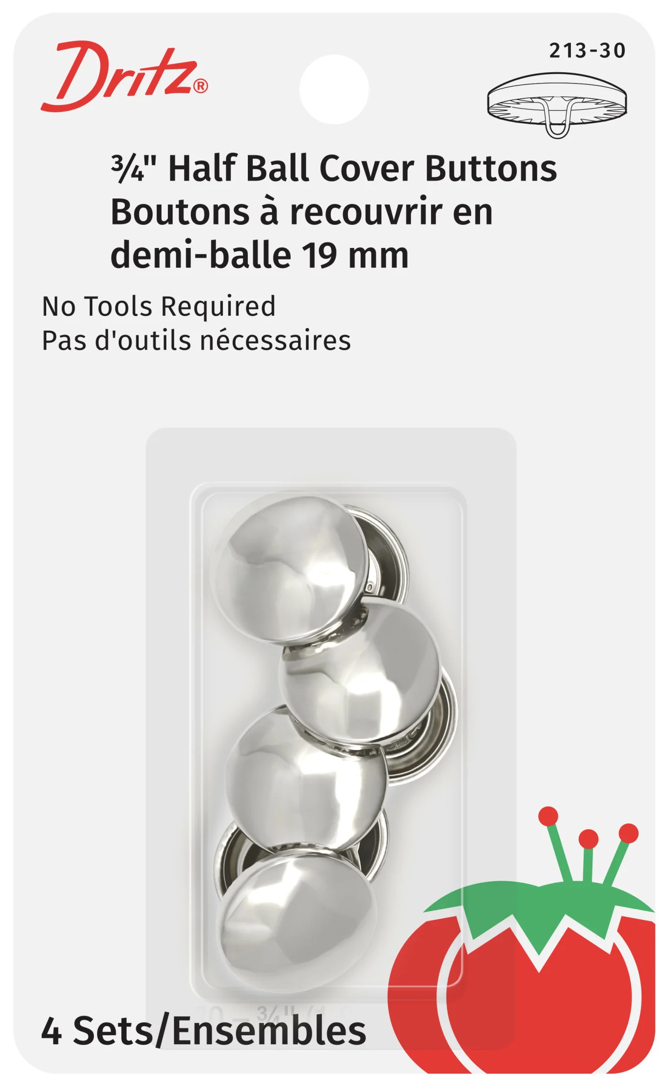 Half Ball Cover Buttons, Nickel - Image 9