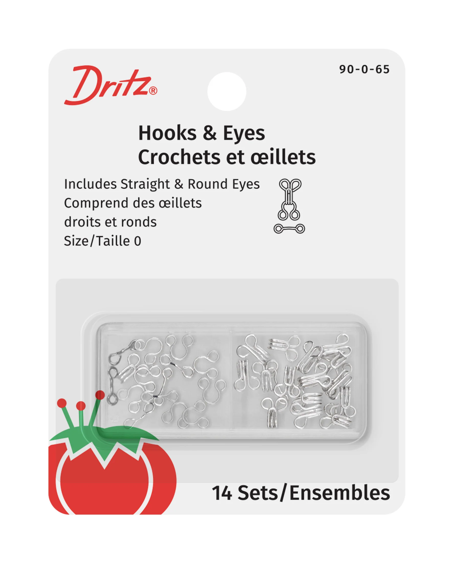 Hooks & Eyes, 14 pc, Nickel