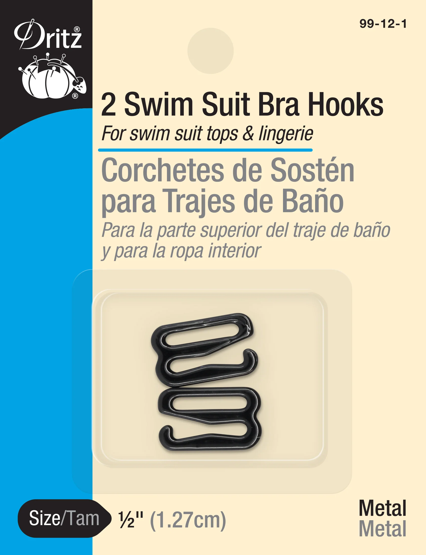 1/2" Swim Suit Bra Hooks, 2 pc - Image 5