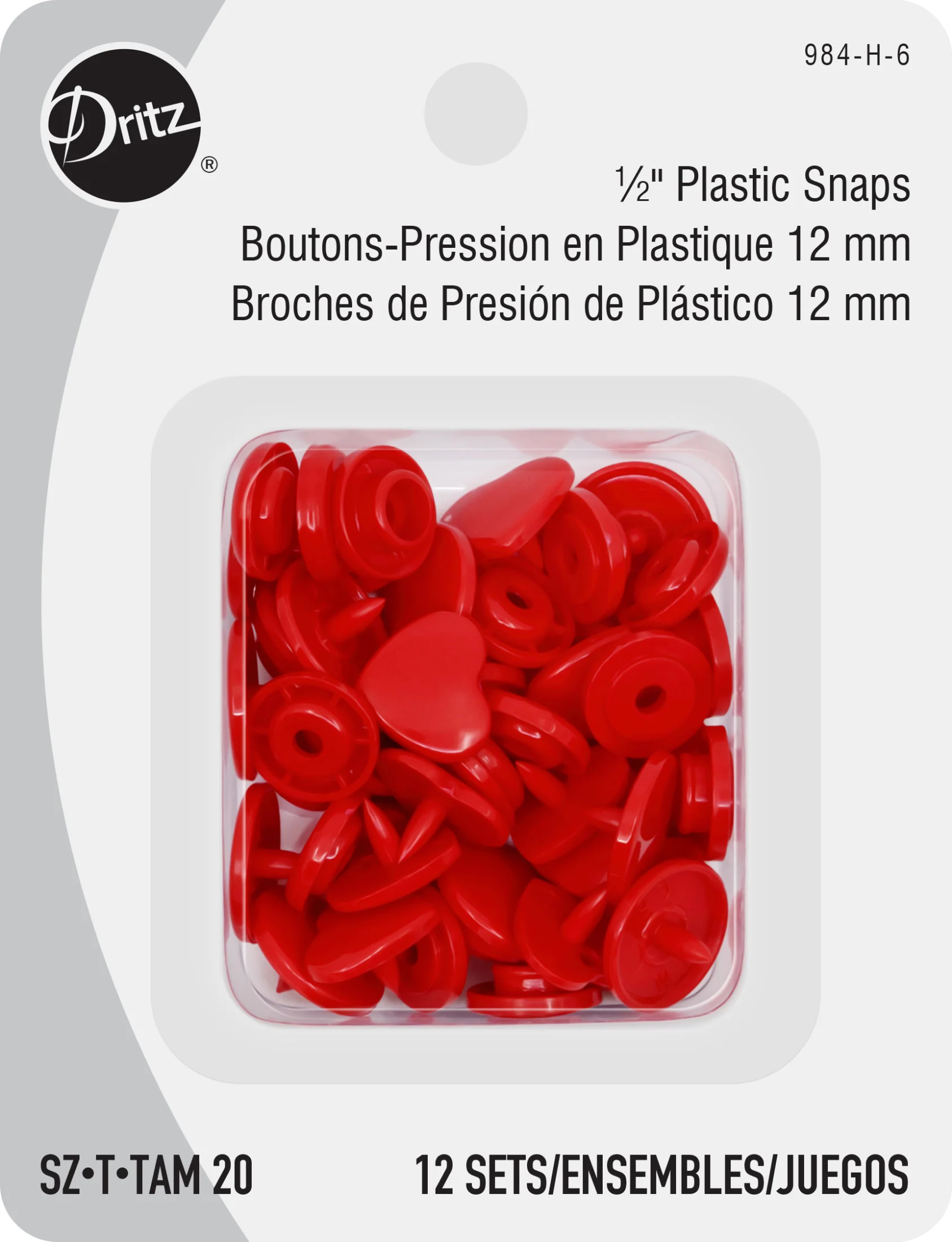Plastic Color Heart Snaps, 12 Sets - Image 8