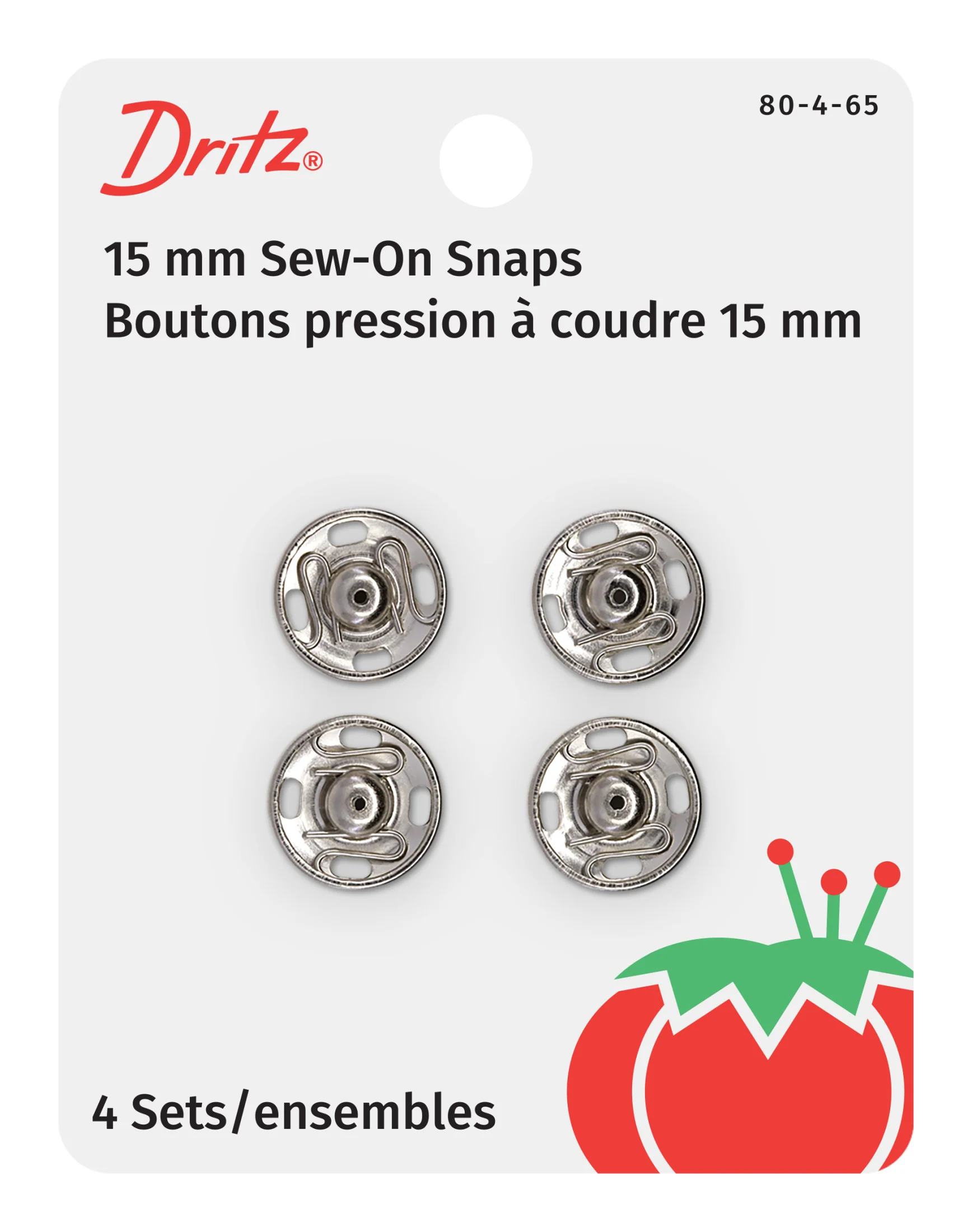 Sew-On Snaps, 4 Sets, Size 4