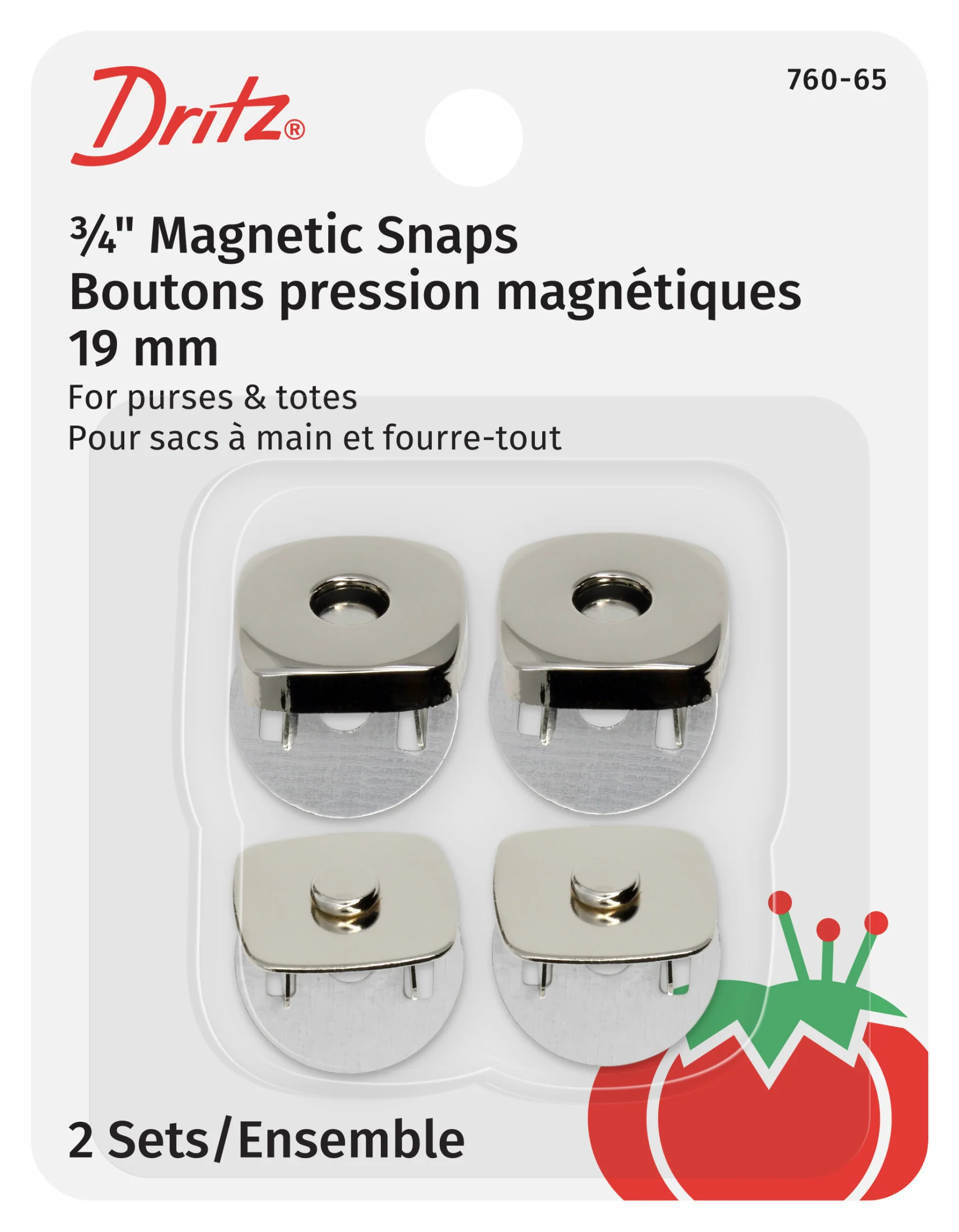 3/4" Square Magnetic Snaps, 2 Sets