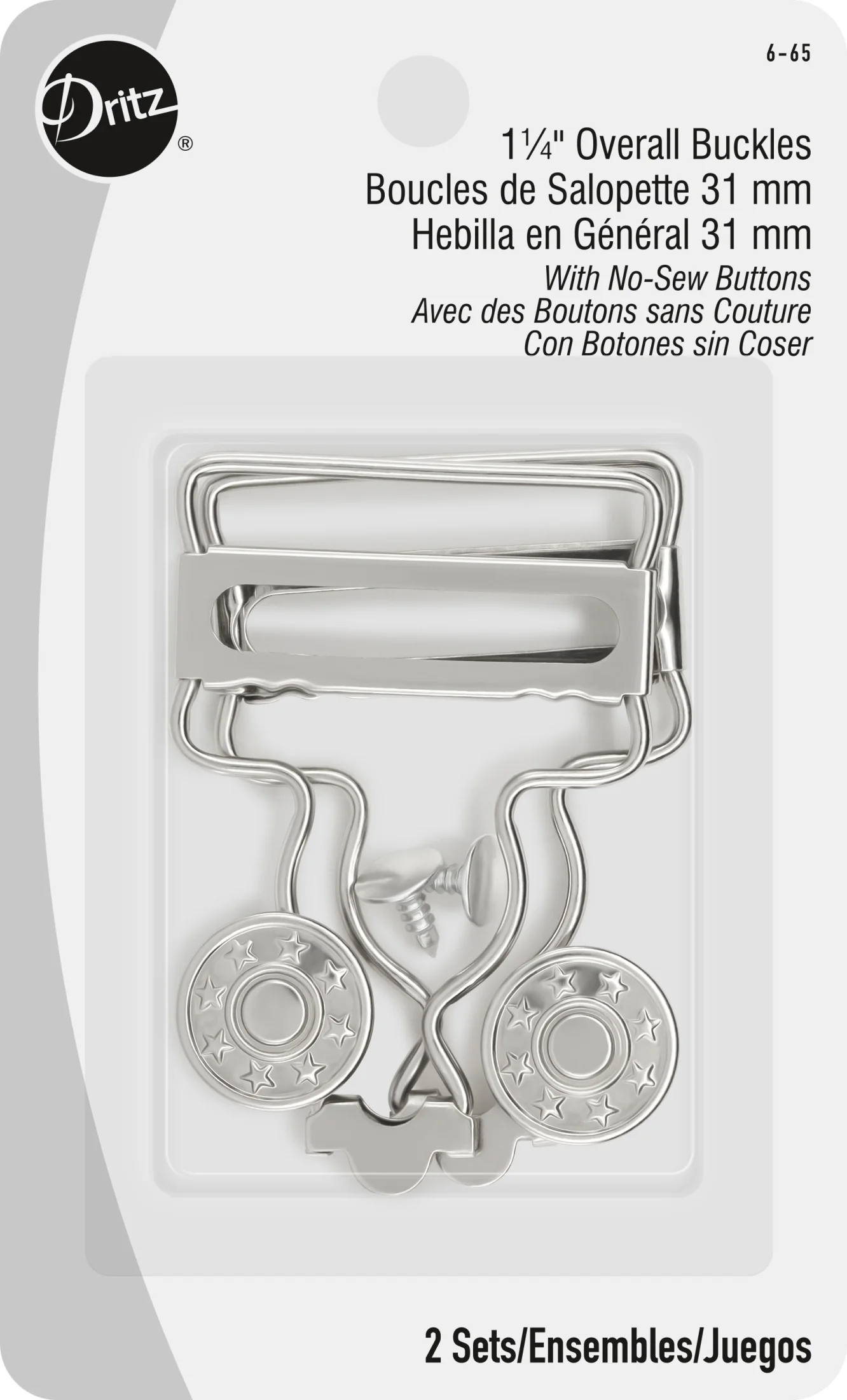 1-1/4" Overall Buckles with No-Sew Buttons - Image 6
