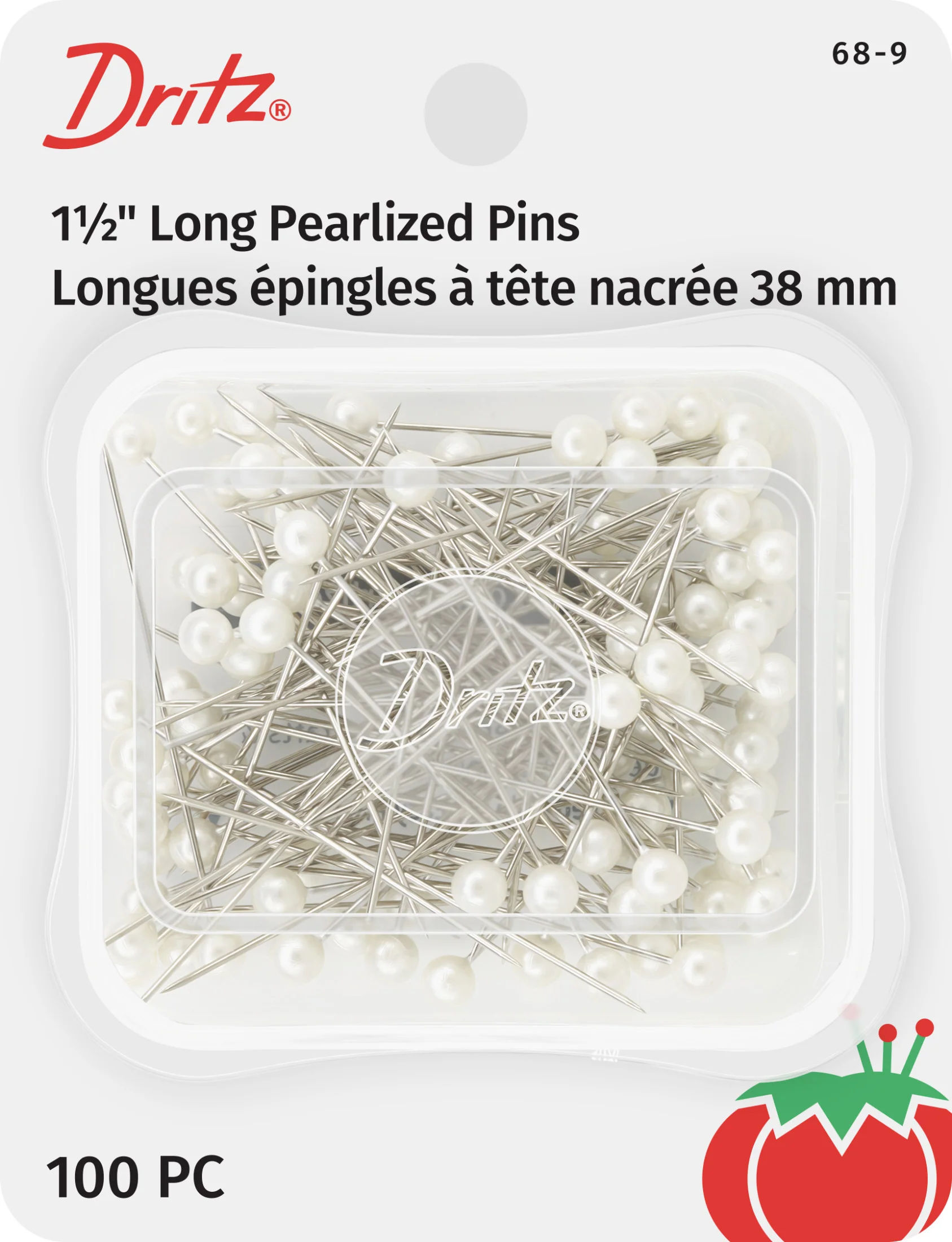 1-1/2" Long Pearlized Pins, 100 pc