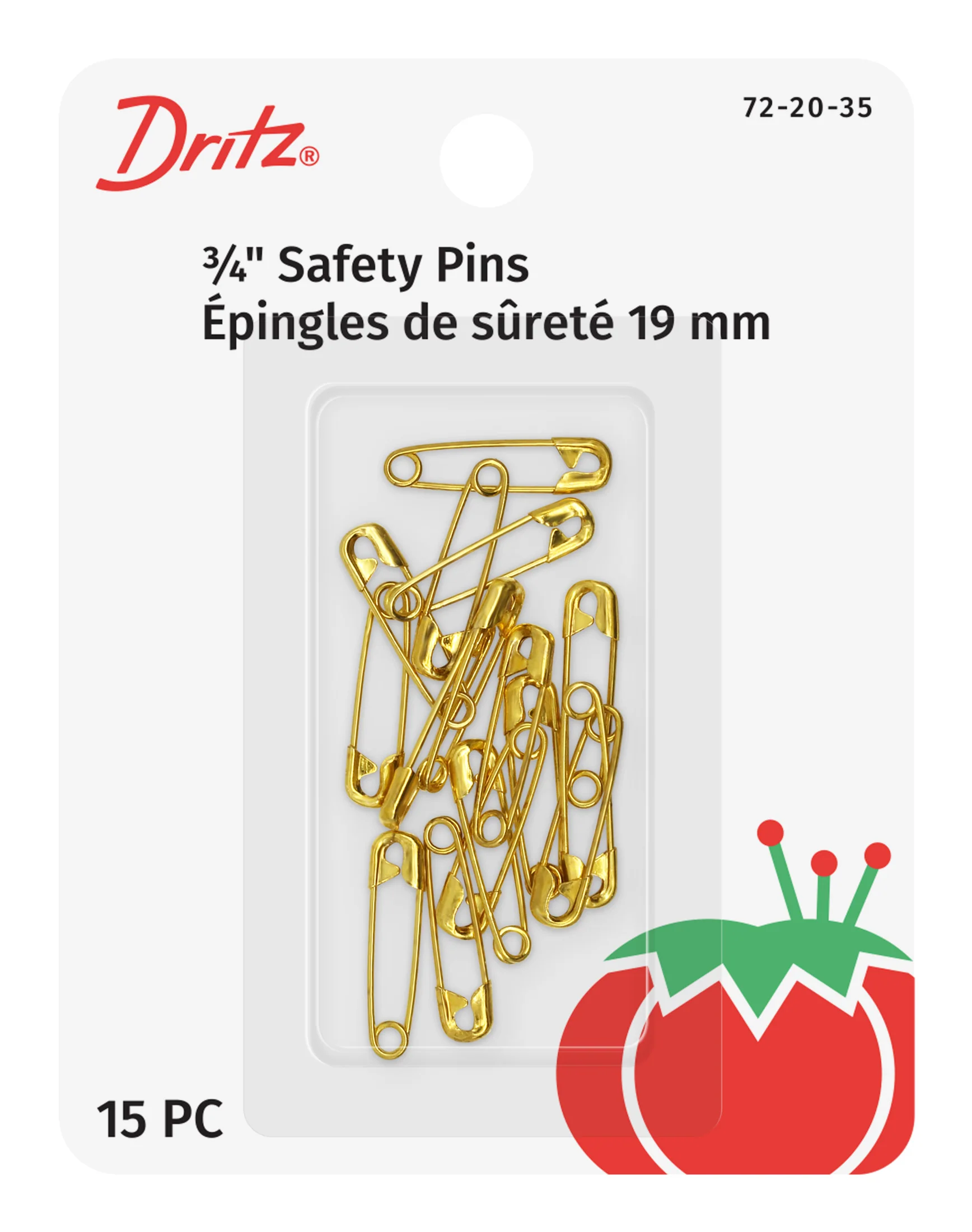 3/4" Safety Pins, 15 pc