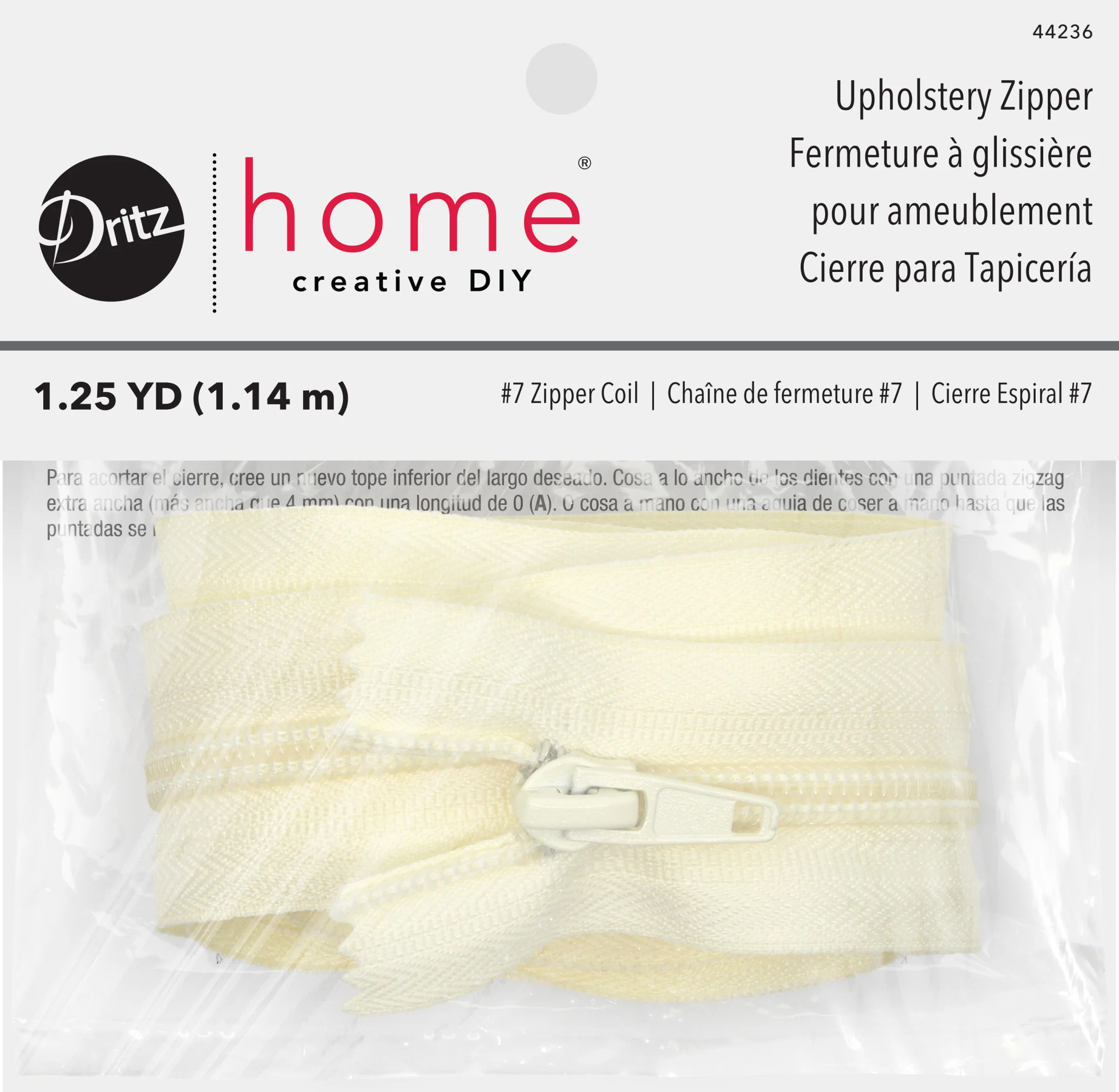 Upholstery Zipper, Cream - Image 9