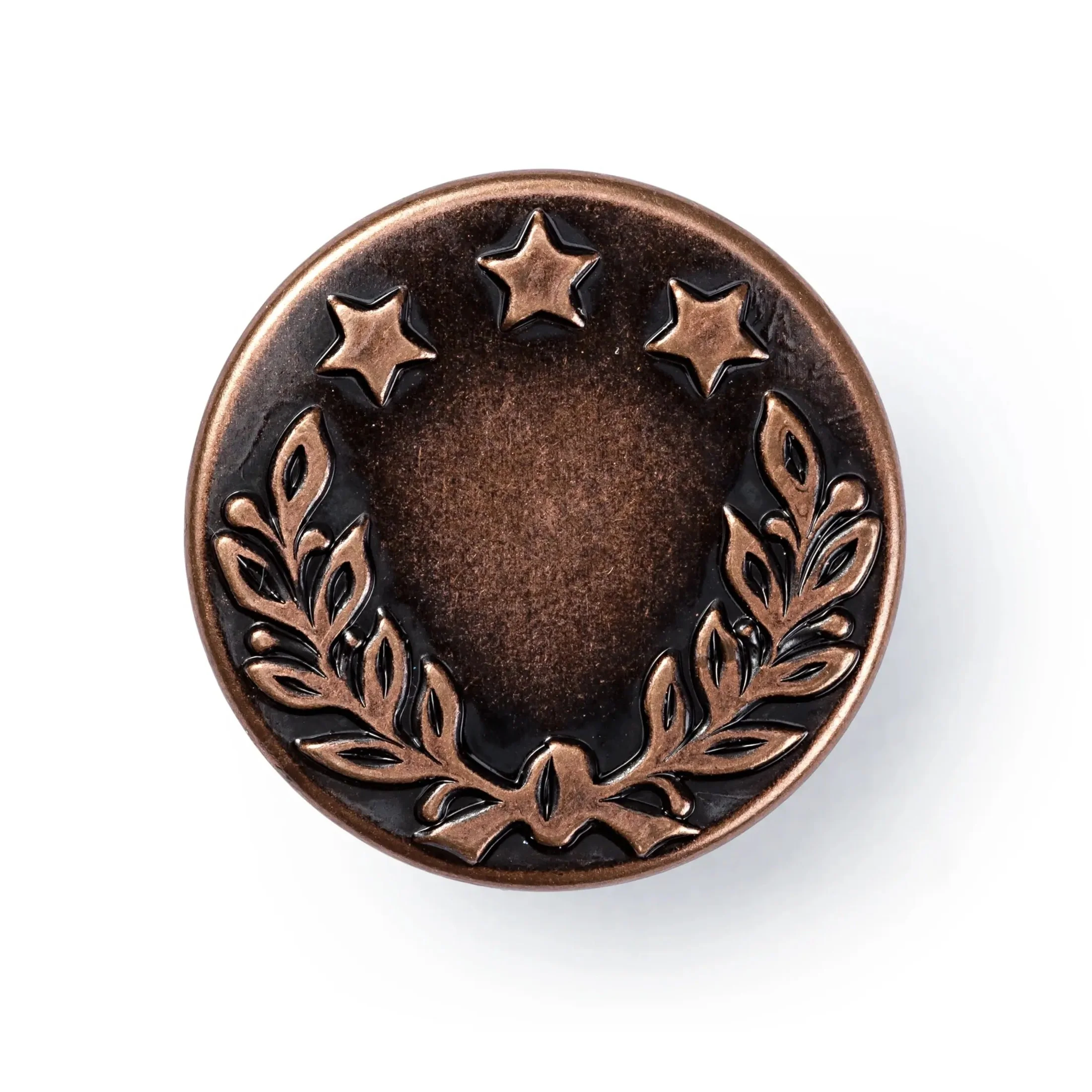 JEANS Buttons 17 mm Laurel Wreath, Antique Copper, 8pc - Image 2