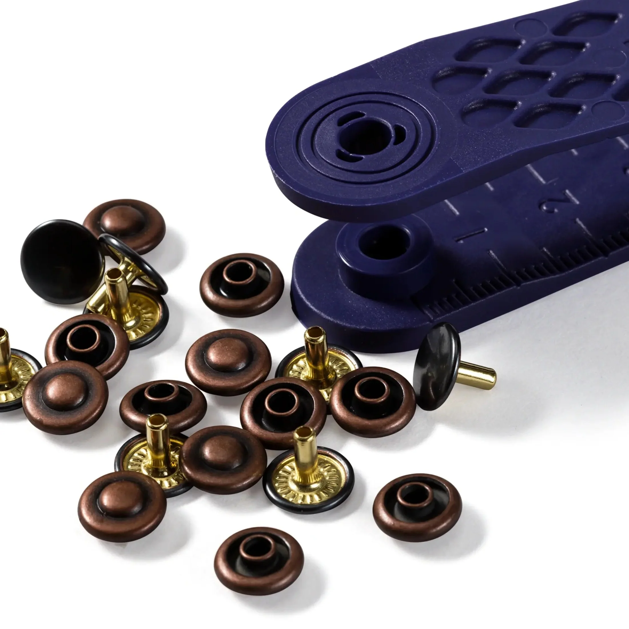 Non-Sew Rivets 9 mm Antique Copper/Black Oxidized with Tools, 24pc - Image 3