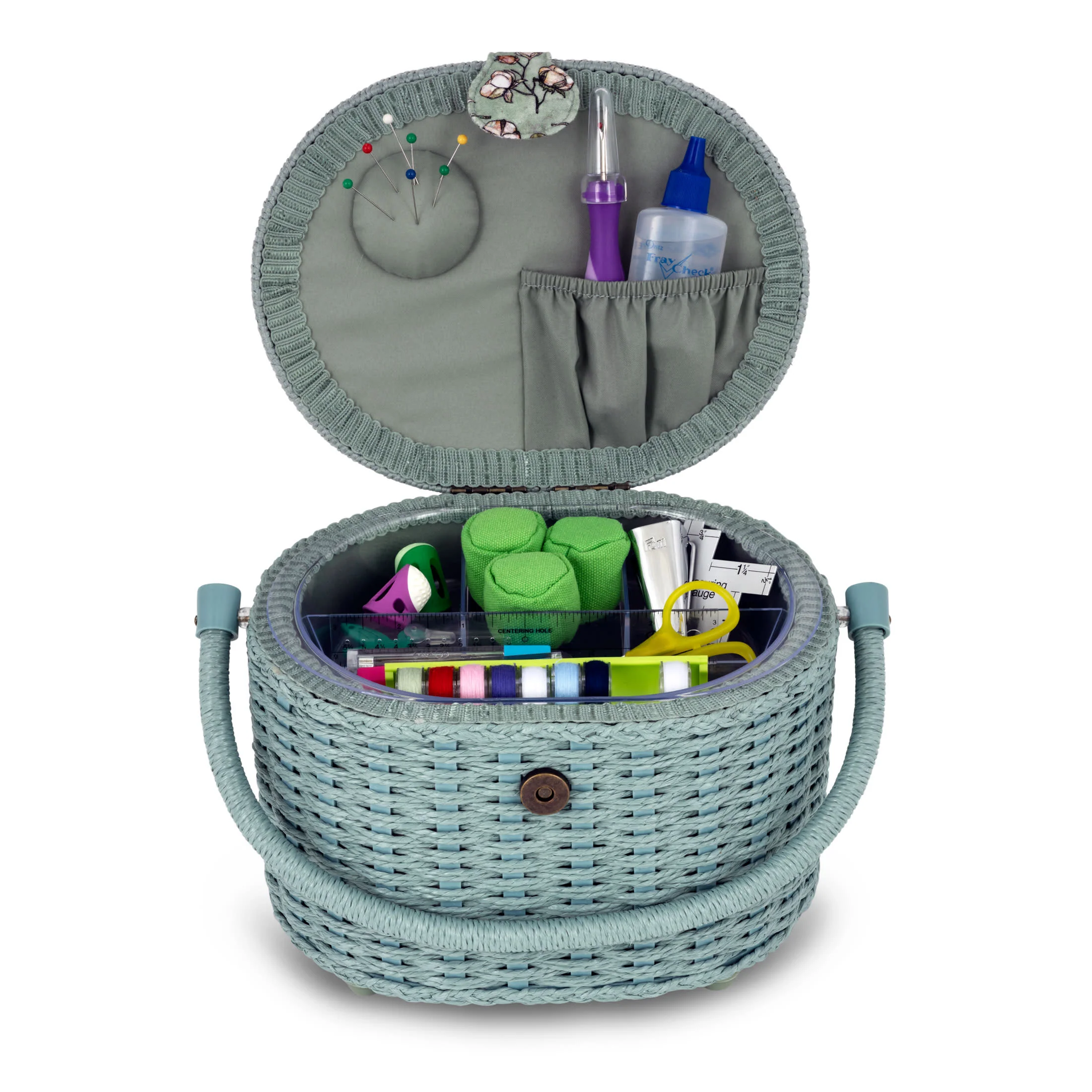 Oval Weaved Sewing Basket, Small - Image 4